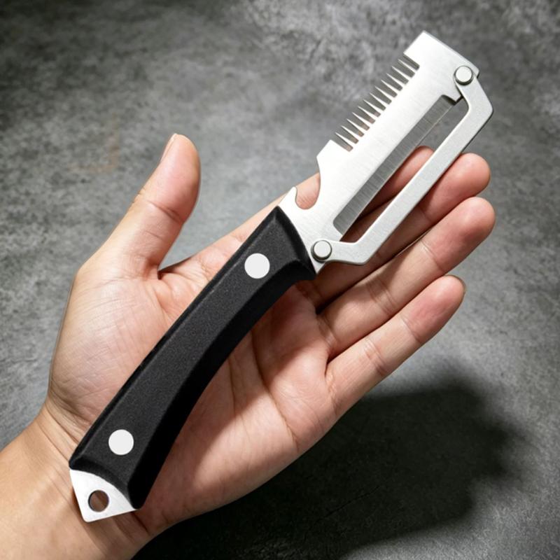Stainless Steel Multi-Functional Fruit and Veggie Peeler with Serrated/Straight Blades for Peeling and Shredding