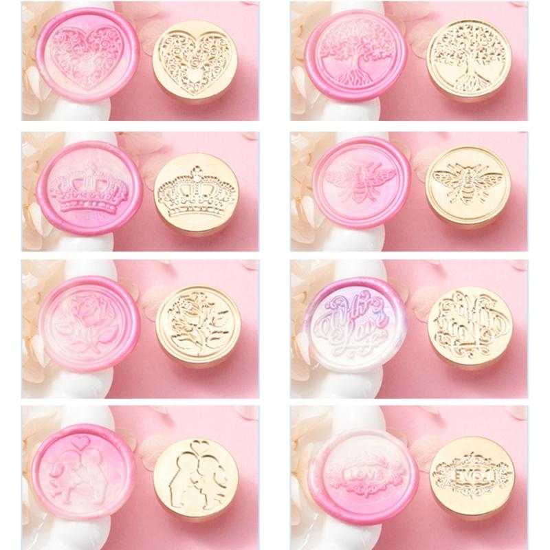 2Pcs Wedding Themed Seal Stamp Head, Embossed Sealing Stamp Head for Invitations Envelope Scrapbooking Embellishments
