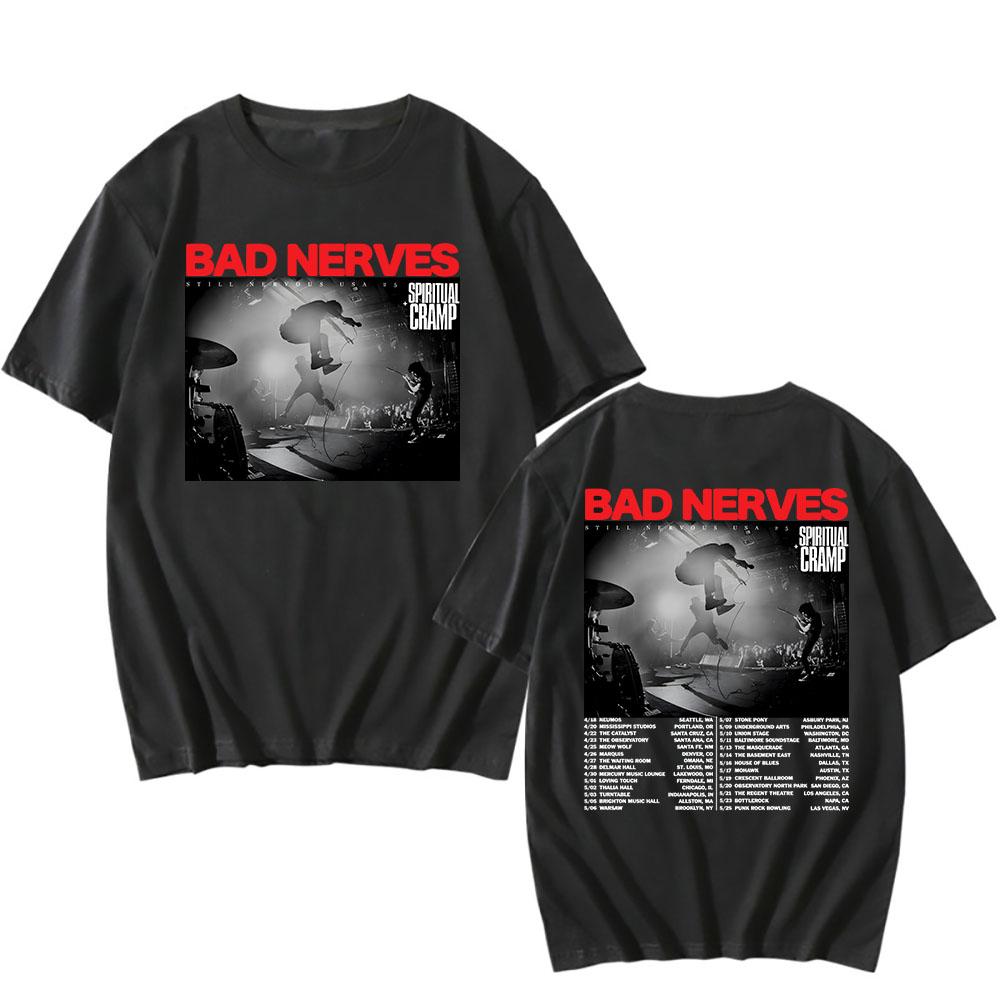 

BAD NERVES Все ще нервовий тур 2025 Футболка Духовний спазм Хіп-хоп Унісекс Вуличний одяг Гранж Мода Графічні футболки Чоловічий одяг 4XL