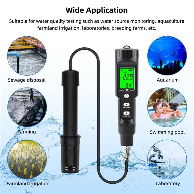 A95I-Digital 0-40Mg/L Dissolved Oxygen Meter Plastic Sensitive Probe Professional Water Quality Oxygen Concentration Tester