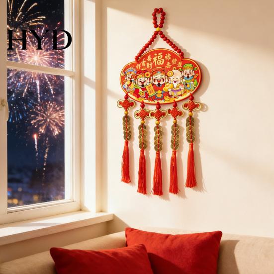 Copper Bell Door Charm Chinese New Year Decoration 2026 of The Horse Sign Traditional Wall Wealth And Happiness Ornament Hanging with Small Bells