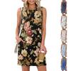 Sleeveless Floral Print Casual Dress for Women Loose Fit Round Neck Summer Lightweight Sundress with Pockets