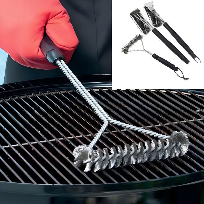 Professional Bbq Grill Brush Made Of Stainless Steel Wire Triangular Brush For Scrubbing Bbq Multipurpose Cleaning Brush