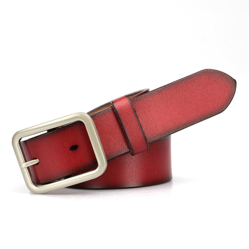 Unisex Genuine Leather Waist Belt With Metal Pin Buckle For Business Or Casual Outfits