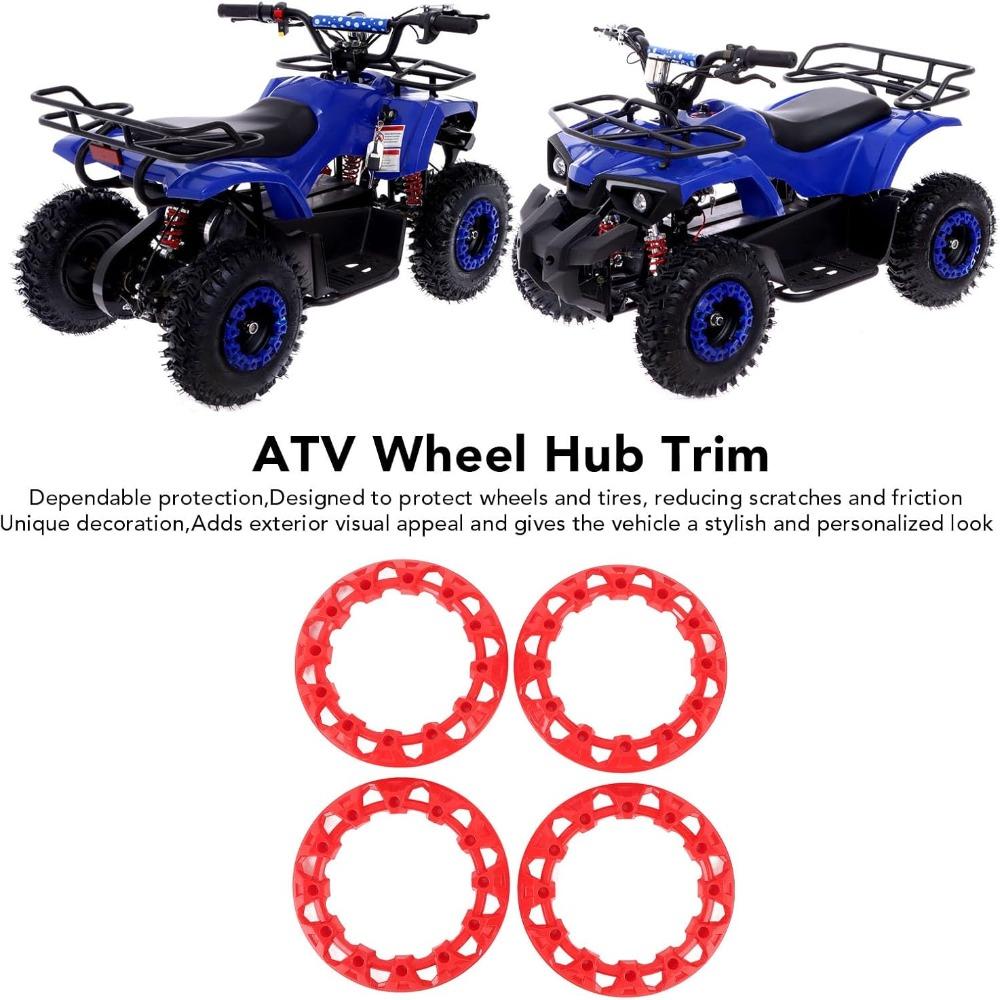 4 Stück Rote ATV Radnaben-Zierkappe PP-Material Felgenabdeckung Dekoration ATV Zubehör