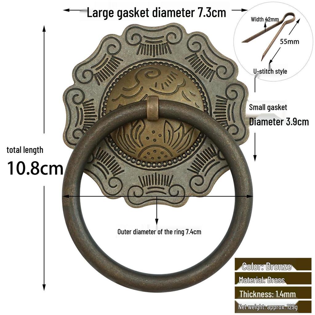 Antique Style Pure Copper Hexagonal Handle for Cabinets & Drawers - Retro Chinese Hardware Accessory