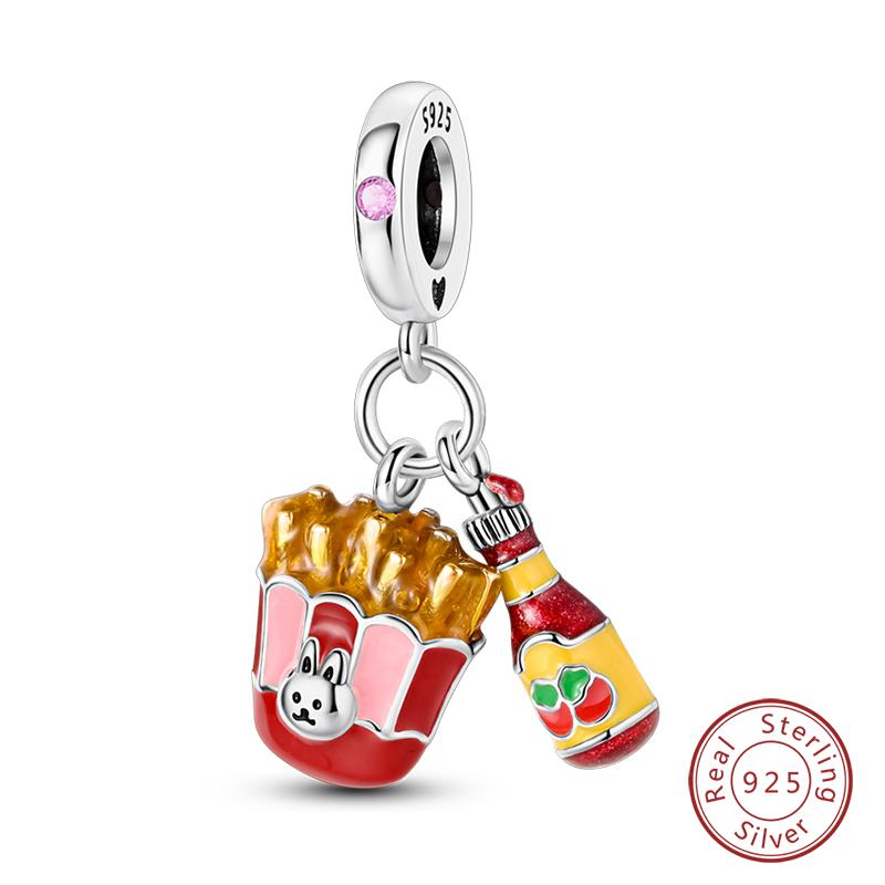 Copper Little Bear Soft Candy Coffee Strawberry Cake Afternoon Tea Charms Beads Fit Qikaola Bracelets Diy Jewelry