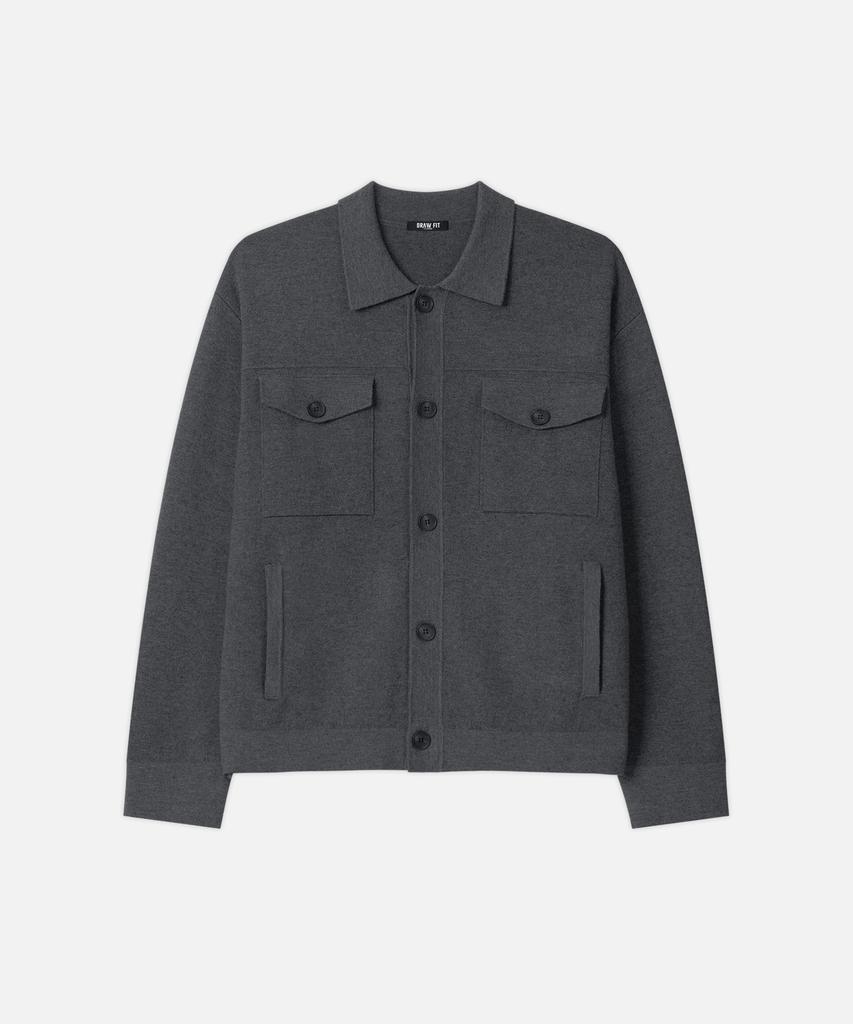 Draw Fit Density Knit Trucker Wool Cardigan [Melange Grey]