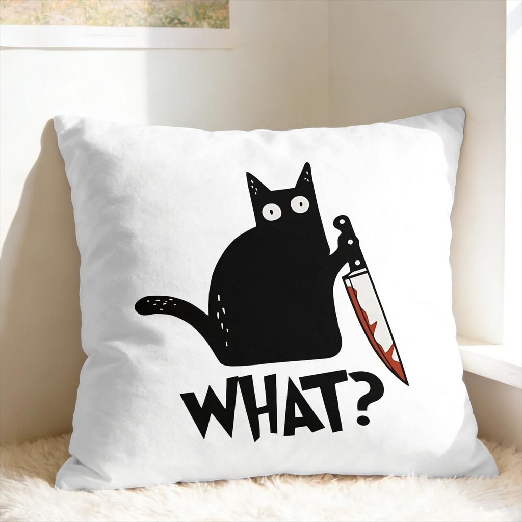 Black Cat Pillow Cover Soft Cushion Cover Cute Funny Pillow Case For Sofa Car Home Decor