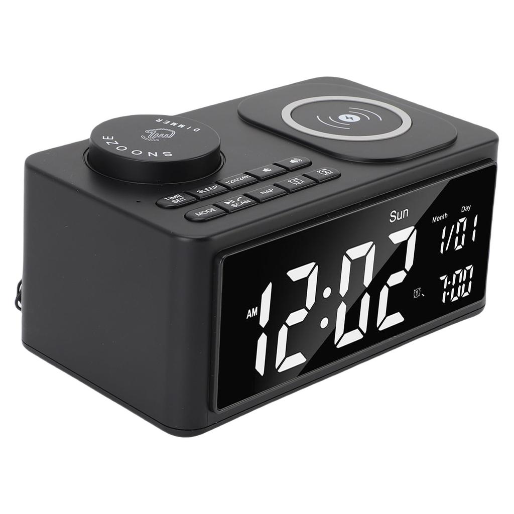 Bluetooth Speaker with Wireless Charger Digital Alarm Clock Wireless Charging Station HiFi Speaker