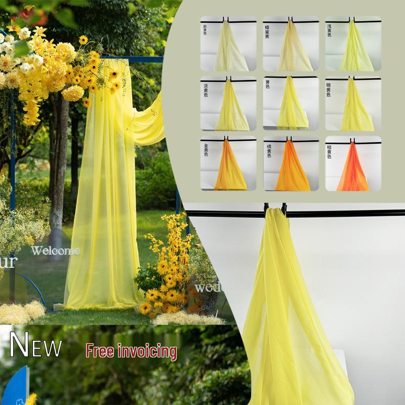 Yellow Chiffon Hanfu Fabric: Semi-Transparent Chinese Style Cloth for Innovative Decor
