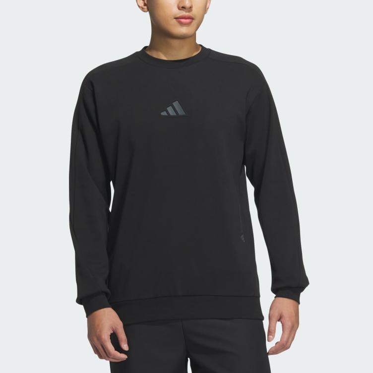 adidas Crew Neck Solid Color Sports Training Sweatshirt Men Sweatshirt Black JZ8420