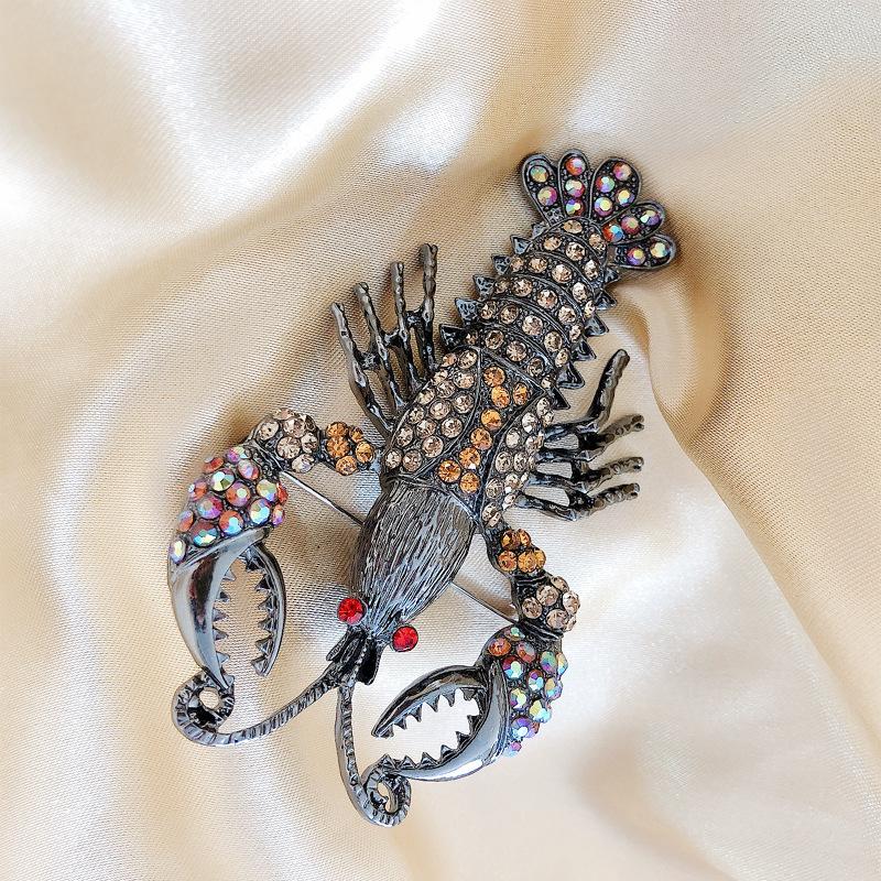 

Модный стиль полная бриллиантовая брошь-лобстер, булавка в виде морской жизни, корсаж для пальто, аксессуары шампанского