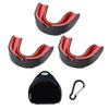 Set of 3 Sports Mouthguards with for Ages 12 and Shock Minimizes Perfect for Martial and Strength Red Case, Red/Black/Blue/White, Up, Absorption,