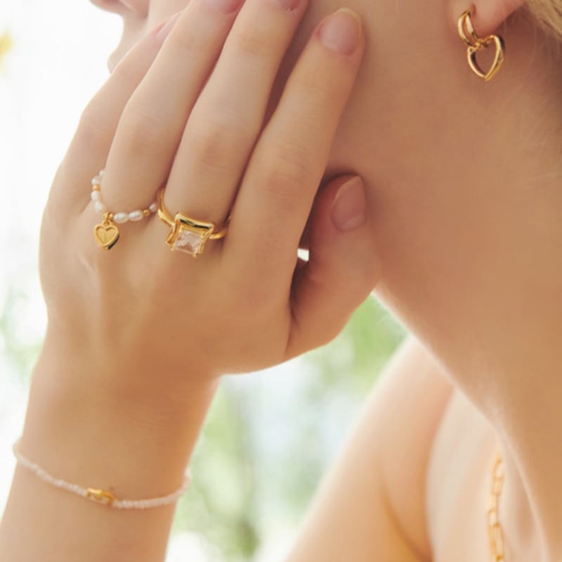 VINTAGEPINK 2Way Layered Freshwater Pearl Heart Bead Ring