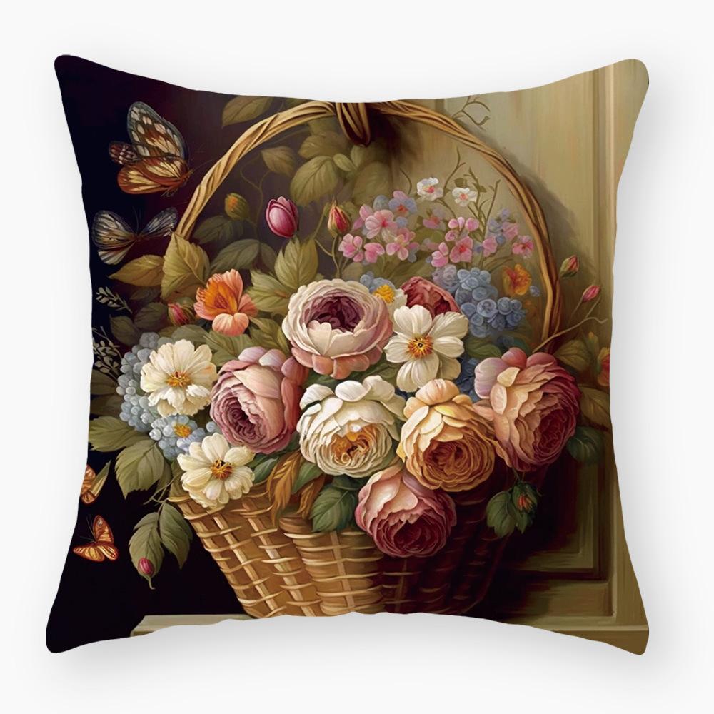 New Flower Pillowcase Super Soft Printed Sofa Pillowcase Bedside Office Waist Cover