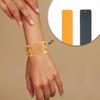 Cerchio Georgett Decorazione Geometrica Pelle Sostituibile Double Face Gioielli da Donna per Uso Quotidiano Bracciale Aperto Regalo