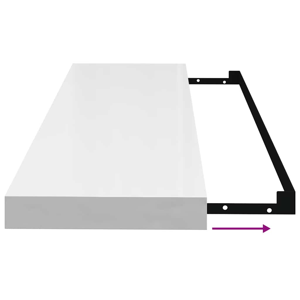 Floating Shelves Set 4 Pcs. High Gloss White 80 X 23.5 X 3.8 Cm MDF