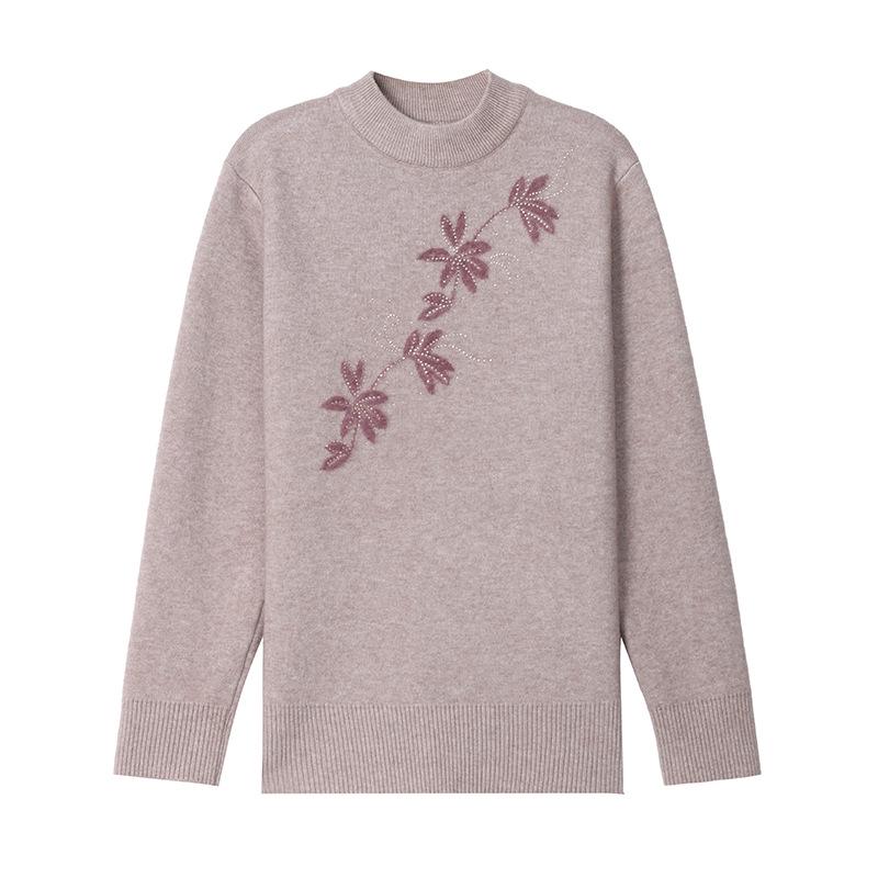 Mom's Velvet One-Piece Winter Base Layer Top for Middle-Aged & Elderly Women - Warm, Plus Velvet, Thick Knit