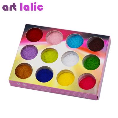12 colori/set velluto per unghie glitter smalto per unghie pigmento in polvere floccato pigmento di velluto per unghie