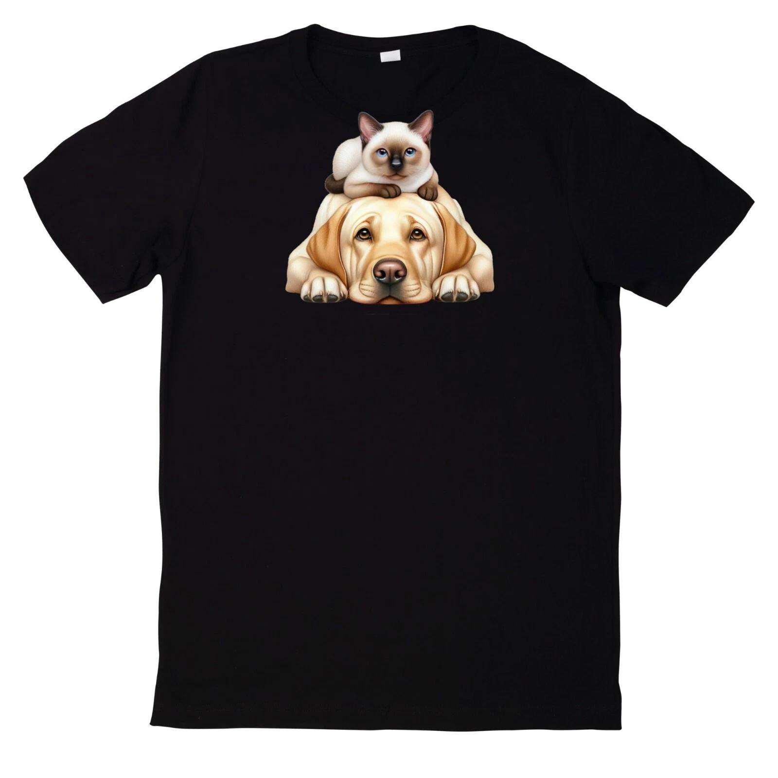 T-Shirt Lustiges Beste Freunde Katze und Hund Motiv XXXXL