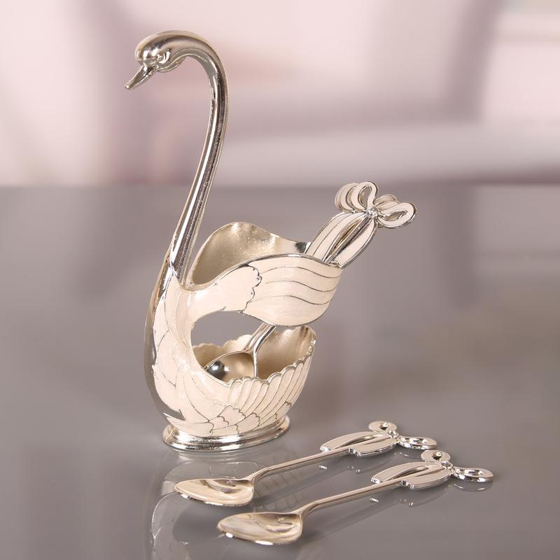 European Retro Coffee Spoon Creative Cygnus Stirring Spoon Mini Dessert Spoon Household Exquisite High-end Fruit Fork