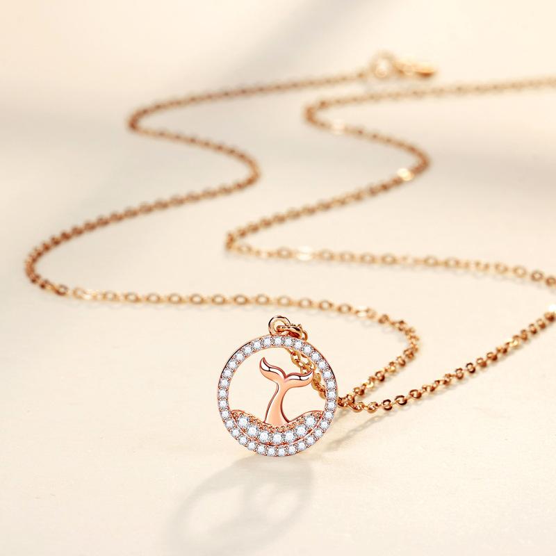 The Rest of Your Life Has Your Mermaid Tail Necklace Female Niche Design Sense Diamond Ring Fish Tail Pendant Jewelry