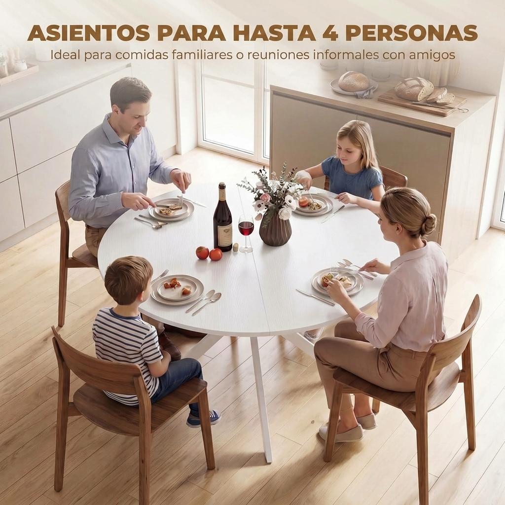Round Dining Table for 4 People with Steel Frame Ø120x75 cm White