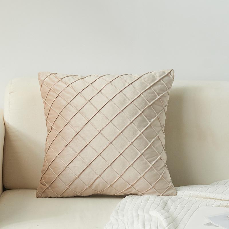 New Dutch Velvet European Style Model House Plaid Embroidered Diamond Pattern Pillowcase Fashionable Ins Style Pillowcase