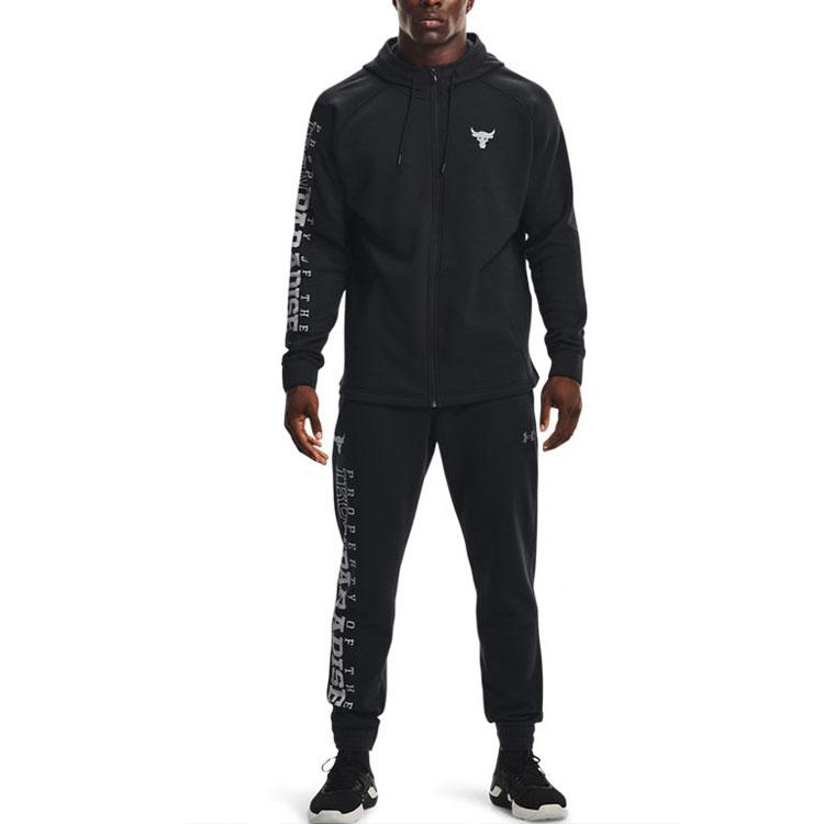 Under Armour Project Rock Fleece Hooded Training Jacket Men Black 1367032-001