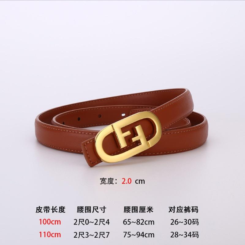 F Letter Buckle Premium Sense Business Belt Genuine Leather Women'S Cowhide Alloy Smooth Buckle Belt Belt