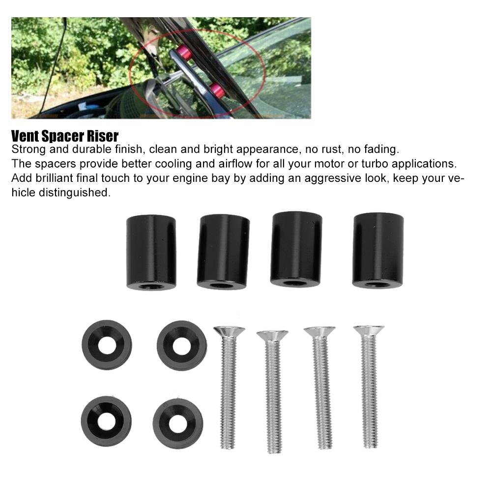 Car Aluminum Alloy Engine Hood Ventilation Spacer Riser Fit for 6mm Motor(Black)
