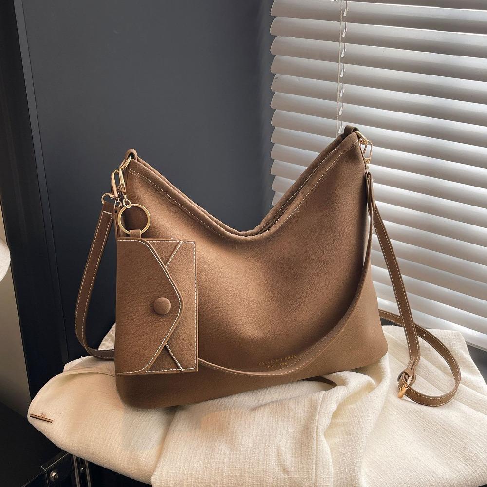 

Luxury Suede Shoulder Bag with Small Bag Large Capacity Underarm Bags Handbags коричневий