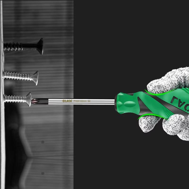 1 pz Cacciavite a taglio Materiale S2 Cacciaviti Phillips Manico Bicolore Cacciavite con Magnetismo