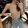 Women's Summer Fashion Knitted Tank Top Half High Neck Comfortable Breathable T-Shirt Thin Sleeveless Pullover Corset Top