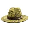 Men'S And Women'S Woolen Top Hats, Felt Hats, Wind Snake Pattern Retro Pearl Accessories Jazz Hats