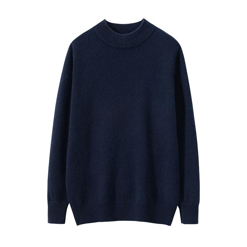 Cashmere shirt new semi-turtleneck thickened solid color knitted sweater wool