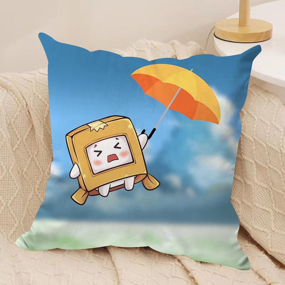 Cartoob LLankyBox Foxy Boxy Cute Cushion Cover Silky Short Plush Invisible Zipper Dustproof Sofa Pillow Case For Home Decor