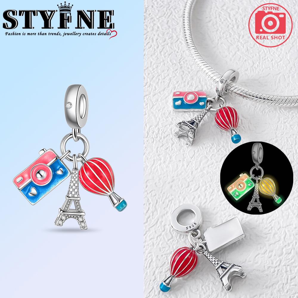 Copper Luminous Travel Series Luggage Plane Car Chain Charms Beads Pendant For Original Bracelet Woman Girl Jewelry