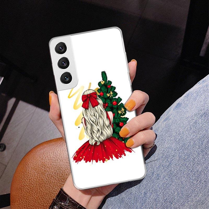 Christmas Girls Tree Gift Phone Case For Samsung Galaxy S24 S25 Edge S26 Ultra S23 S22 S21 Plus S20 FE + Personalized Print Cove