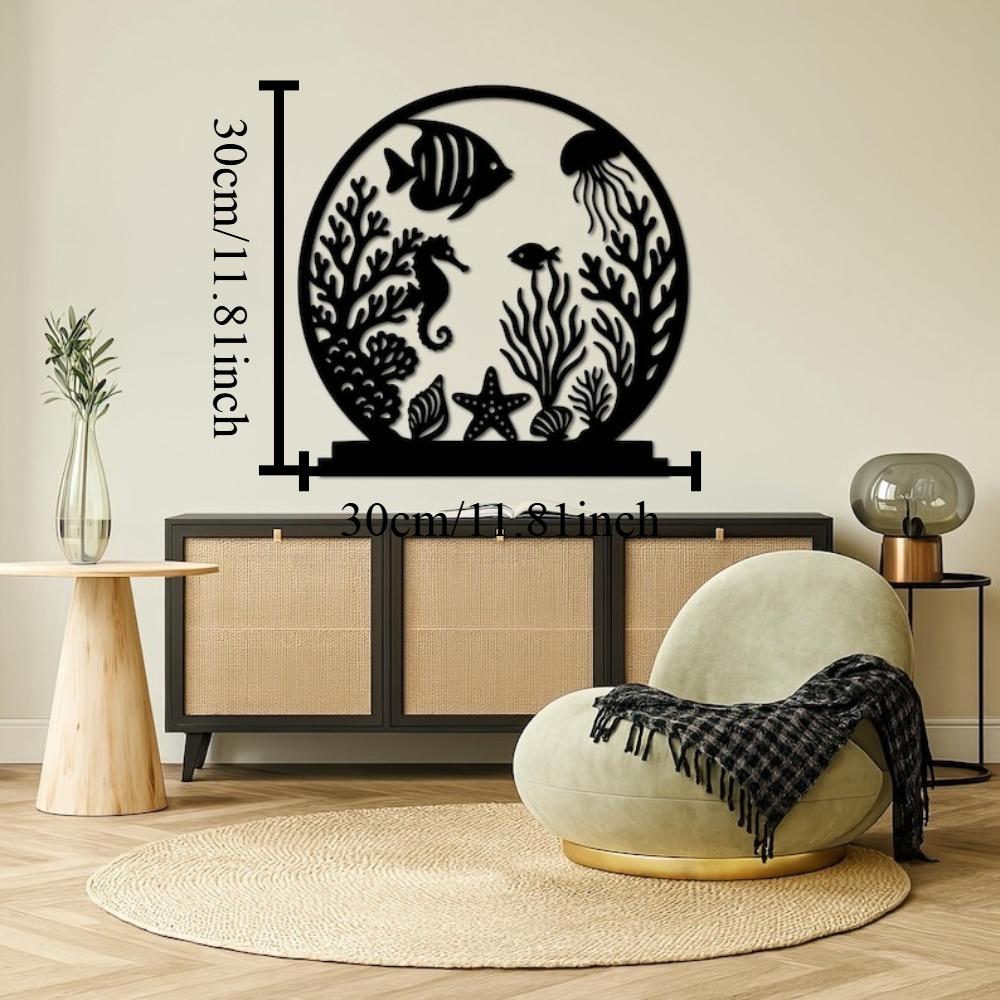 

Handmade Metal Fish Wall Art, Sea Life Underwater Decor, Ocean Animal Sculpture, Coastal Nautical Home Decoration, 3D Marine Life Art, Black Metal 12in чёрный