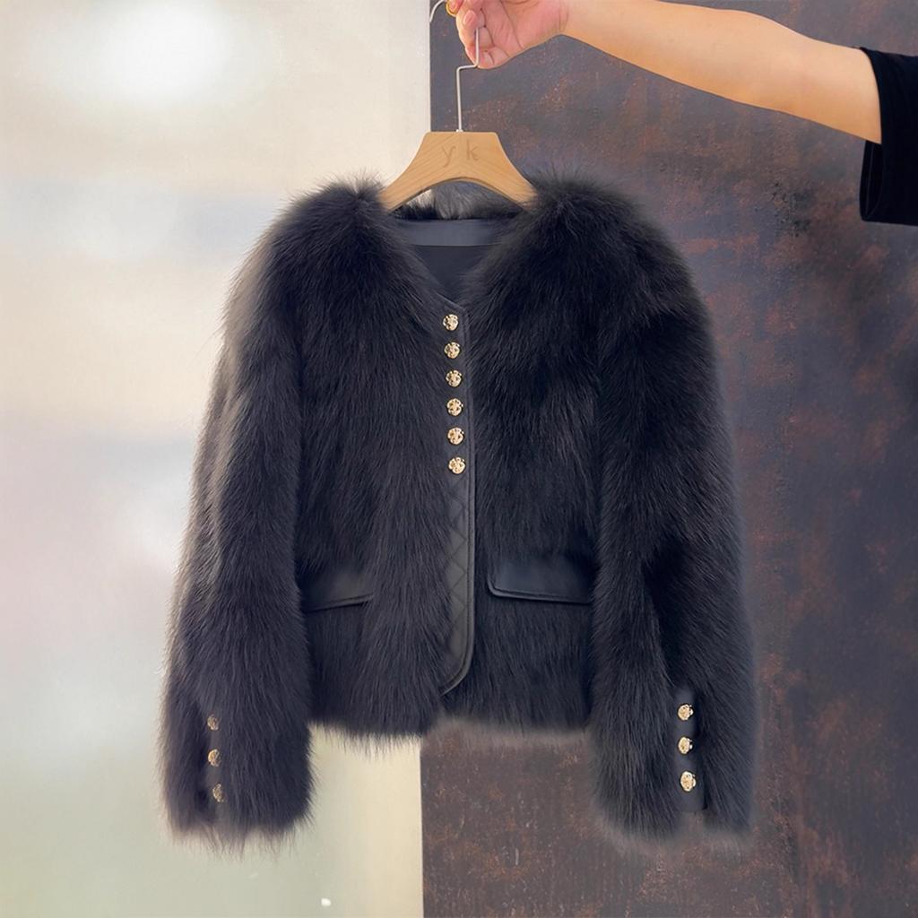 Women S Short Small Fragrance Style Autumn Winter Polyester Outerwear