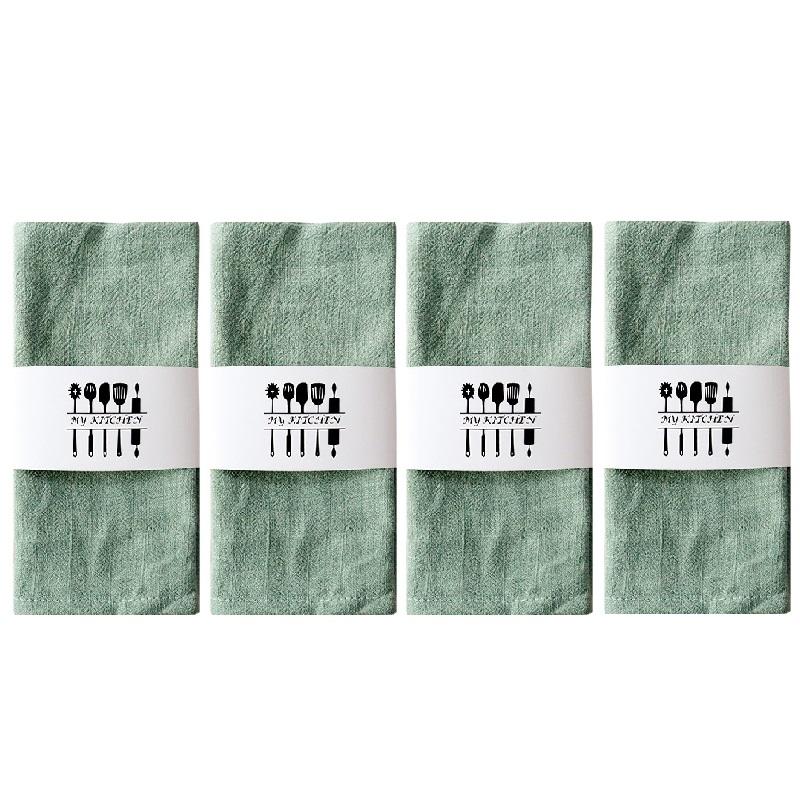 4PCS Rustic Cloth Napkins Cotton Linen Dinner Serviettes Solid Color Washable Table Napkins for Wedding Party Feast Home Decor