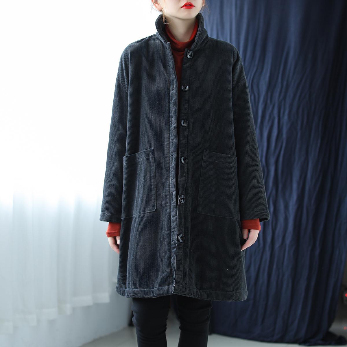 

Литературная и Художественная Свободная Куртка Большого Размера из Вельвета с Подкладкой Женская Средней Длины Плюс Бархат Толстая Теплая Полосатый Вельвет Зимняя Куртка с Подкладкой L чёрный