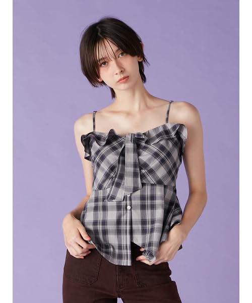 Check shirt peplum bustier LWFT255119NVYF