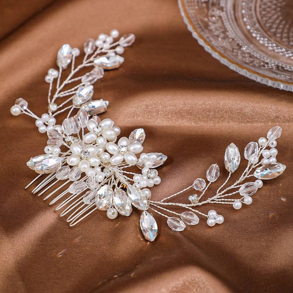Pettini per Capelli in Perle di Lusso Pettine Inseribile Dentato Scintillante Gioiello per Capelli Fermaglio con Strass Regalo