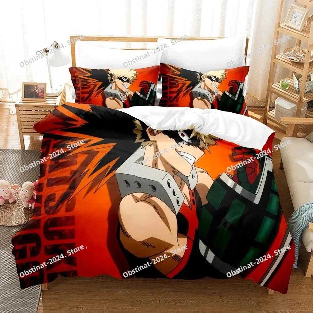 My Hero Academia Beding Set Japan Anime Printed Bed Linen Set With Pilowcase Soft Duvet Cover Soft Single Double Quen Super King-Sized Dimensionsd