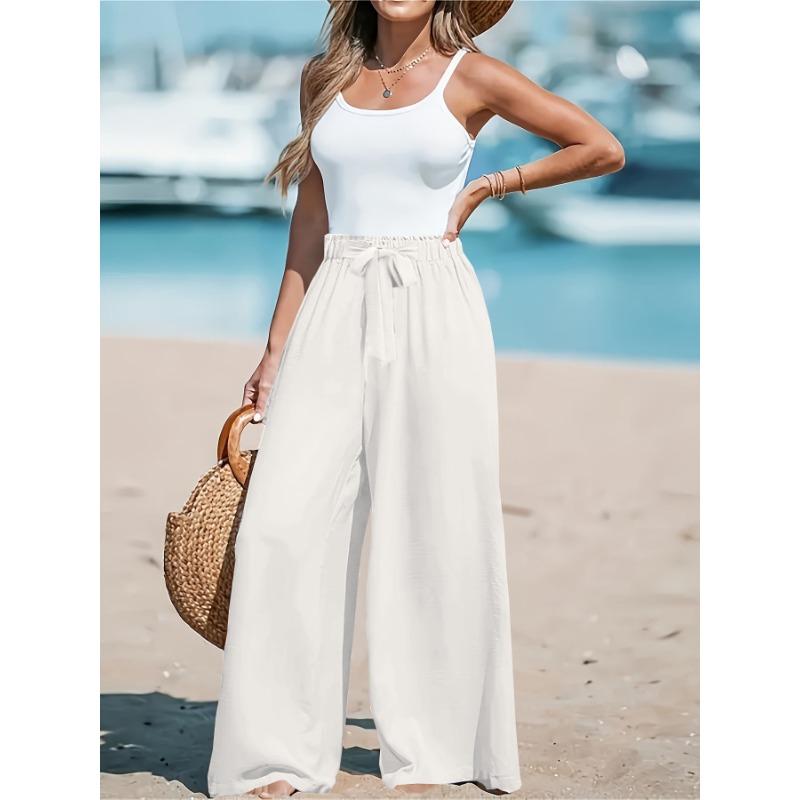 2025 New Women's Trousers Fashionable Loose Solid Color Casual Comfortable Wide Legs