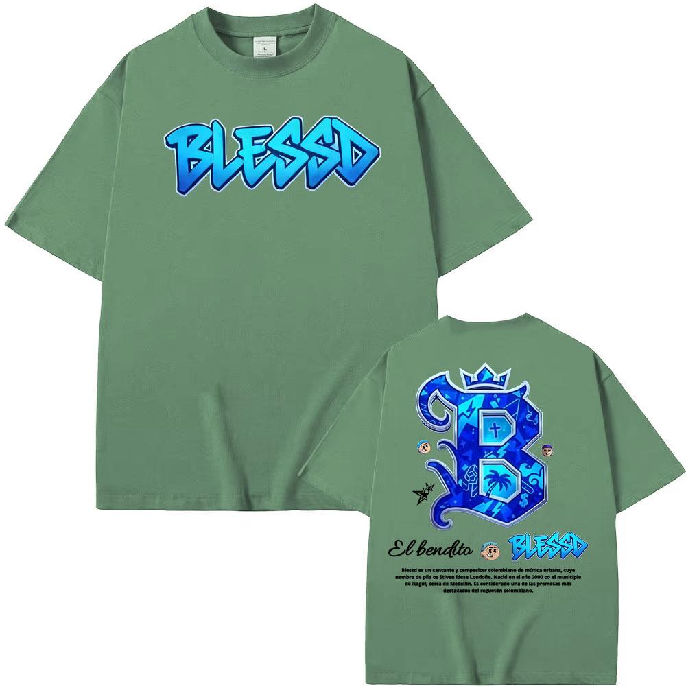 

Rapper Blessd El Bendito Logo Graphic T Shirts Men s Clothing Harajuku Retro Streetwear T-shirt Short Sleeve Comfort Tops TShirt 3XL