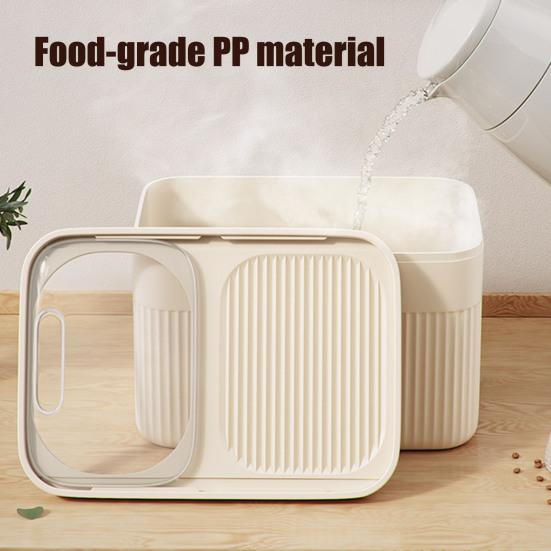 Grain Storage Barrel with Built-in Measuring Cup Clear Cover Large Capacity Wide Mouth Airtight Pet Food Container